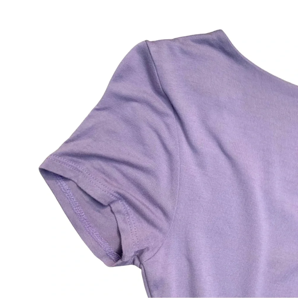 Set of 2 Bodysuit Short Sleeves Size Small Stretch Purple Tan Beige - Picture 14 of 16